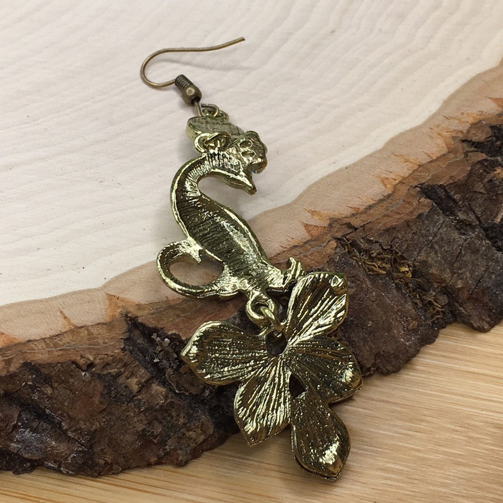 Peacock Earrings Blue And Bronze - Picture 8 of 8